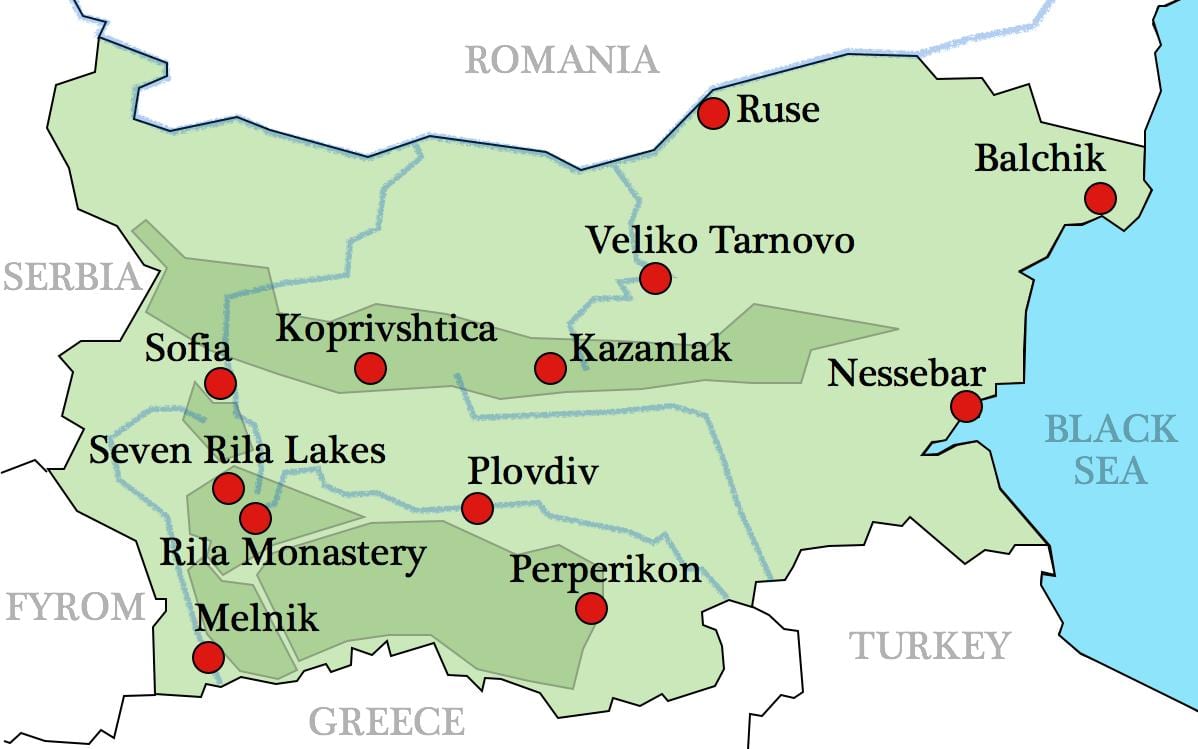 térkép bolgár kolostorok
