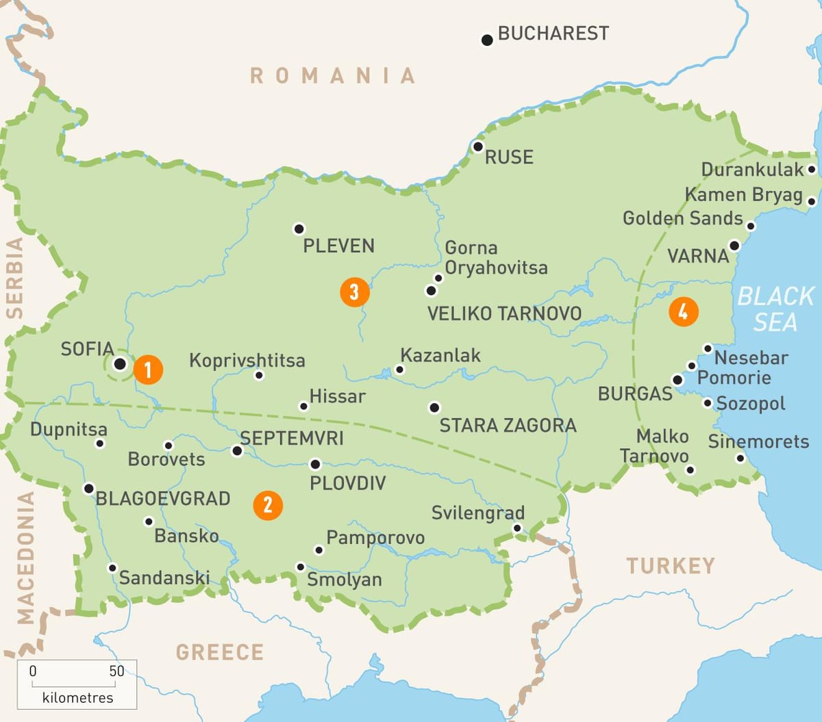 Bulgária régiók térkép