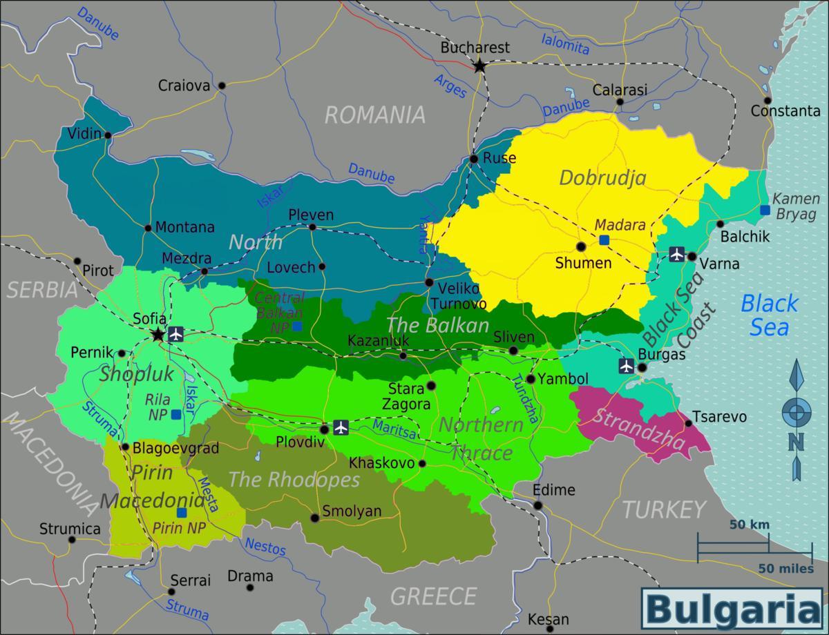 térkép Bulgária repülőterek