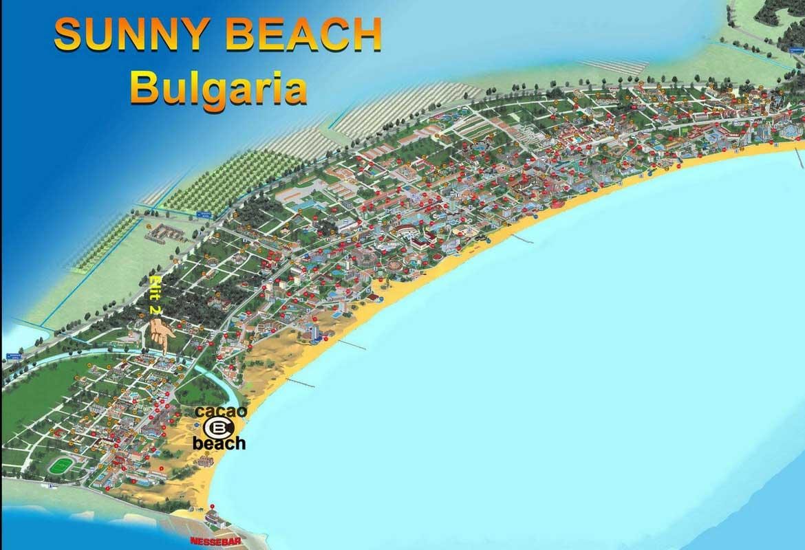 térkép cacao beach Bulgária