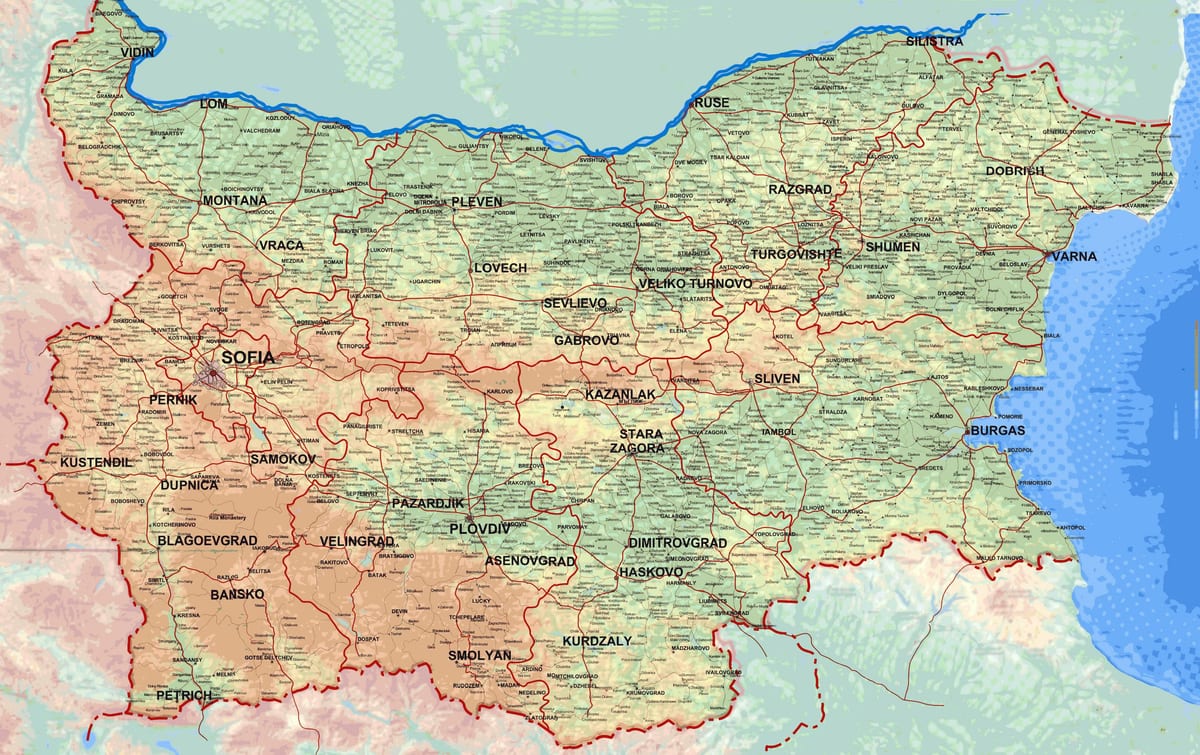 térkép részletes térkép Bulgária