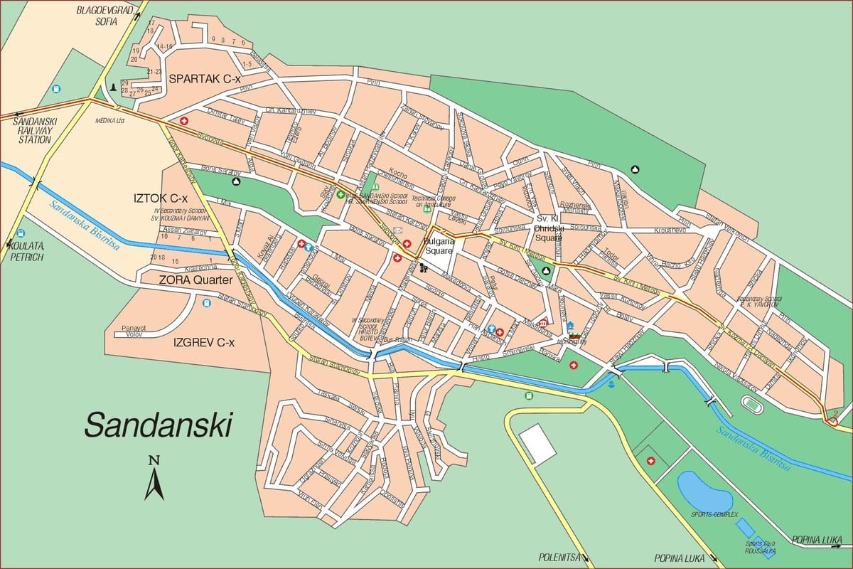 térkép sandanski Bulgária